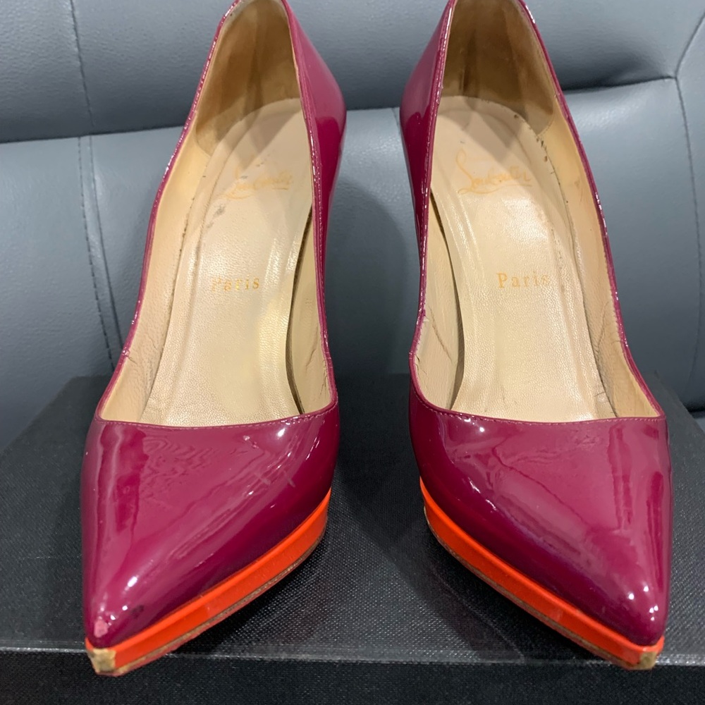 Christian Louboutin Red and Orange Heels with Elegant Design